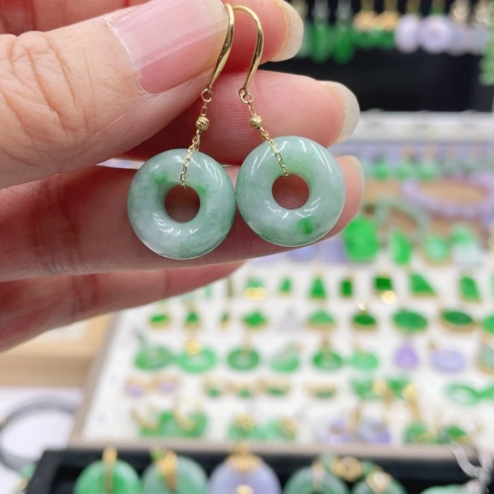 翡翠18K金镶嵌耳饰