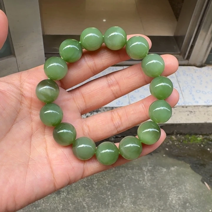和田玉未镶嵌颈饰粉绿14