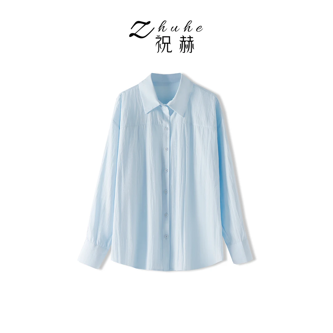 【细说定制】翻领后背蕾丝拼接衬衣天丝防晒服衬衫2GY0010