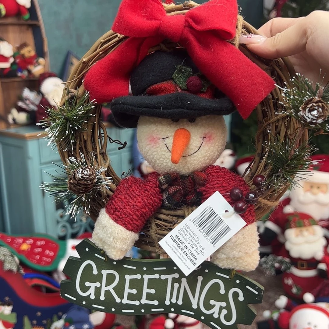 毛绒小藤圈雪人欢迎牌