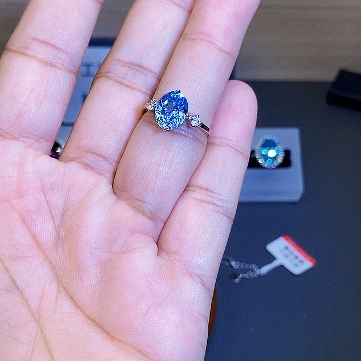 银S925镶嵌海蓝宝石戒圈
