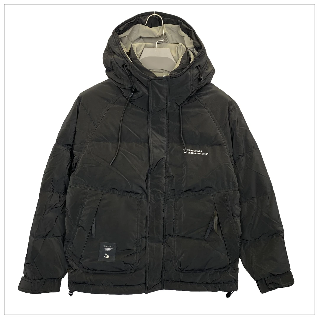 JPTHOME冬季轻尚合体版型字母印花休闲短款连帽羽绒服2345006315