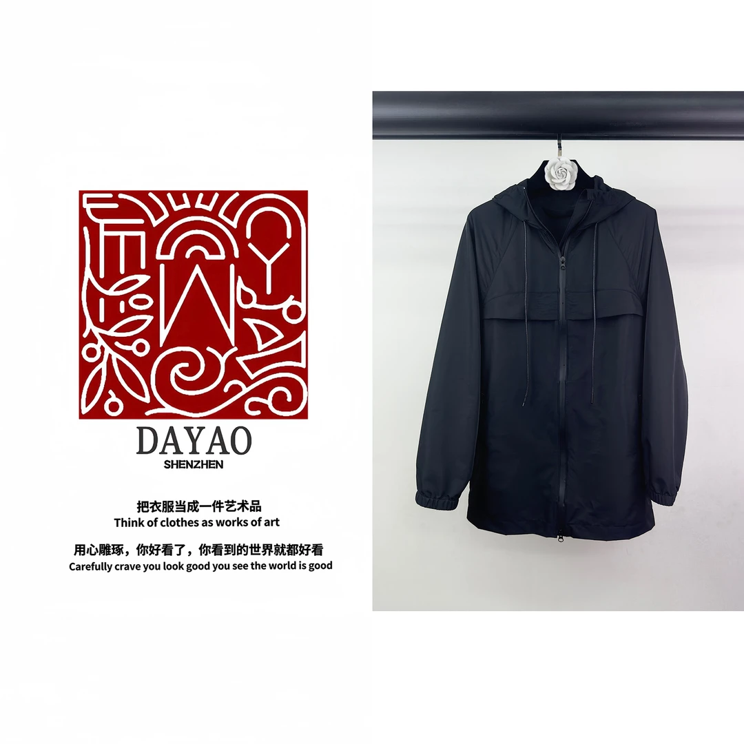 「DAYAO」新款黑色时尚抽绳连帽休闲外套轻奢高端女装WYA24899
