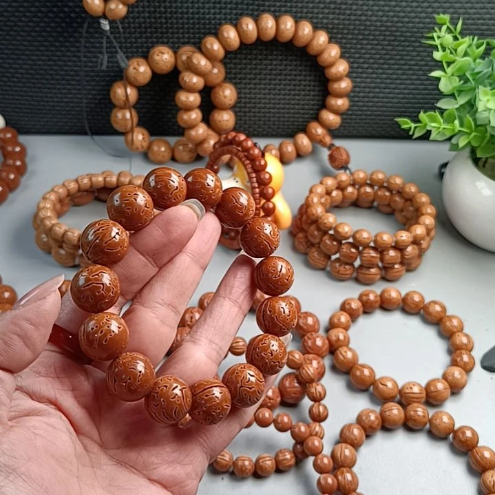 桃核手串铁籽密纹满花红魔16