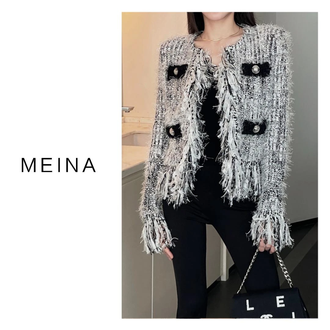 MEINA【日落弥敦道】法式精致小香风外套女别致重工奢华流苏上衣