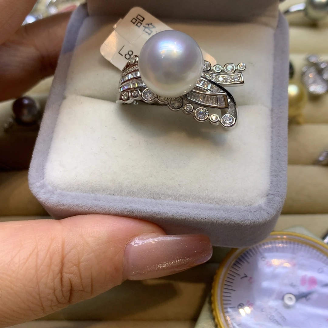 银S925镶嵌戒指海水珍珠