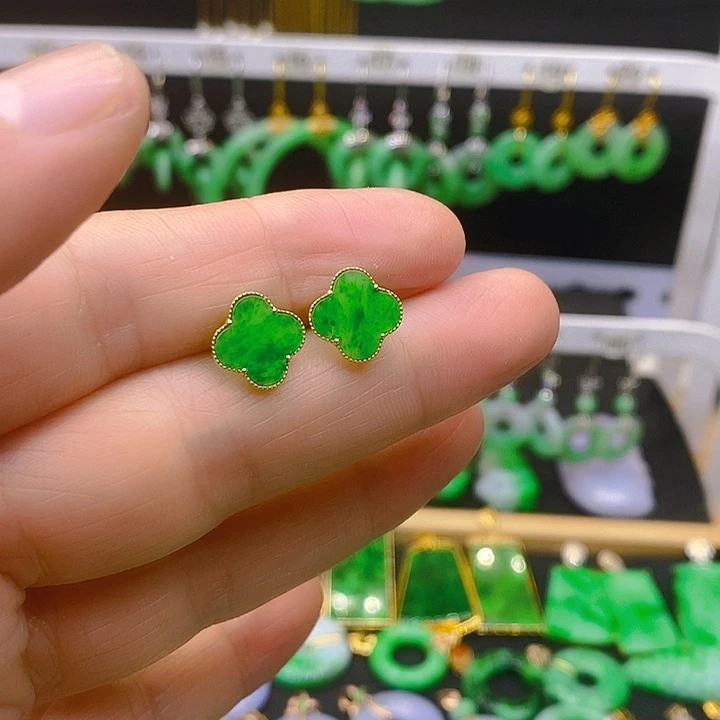 翡翠耳饰18K金镶嵌耳坠