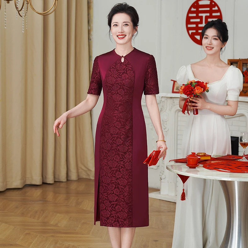 高端婚礼妈妈婚宴晚礼服高贵洋气喜婆婆婚宴装2025新款礼服连衣裙