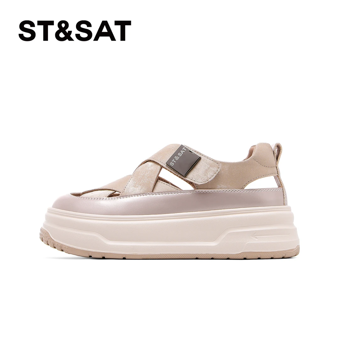 星期六罗马凉鞋女款2025新款爆款女夏外穿休闲鞋真皮厚底运动鞋子