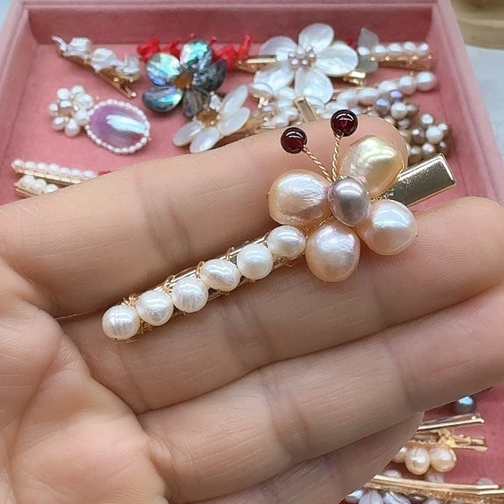 淡水珍珠发饰银S925镶嵌