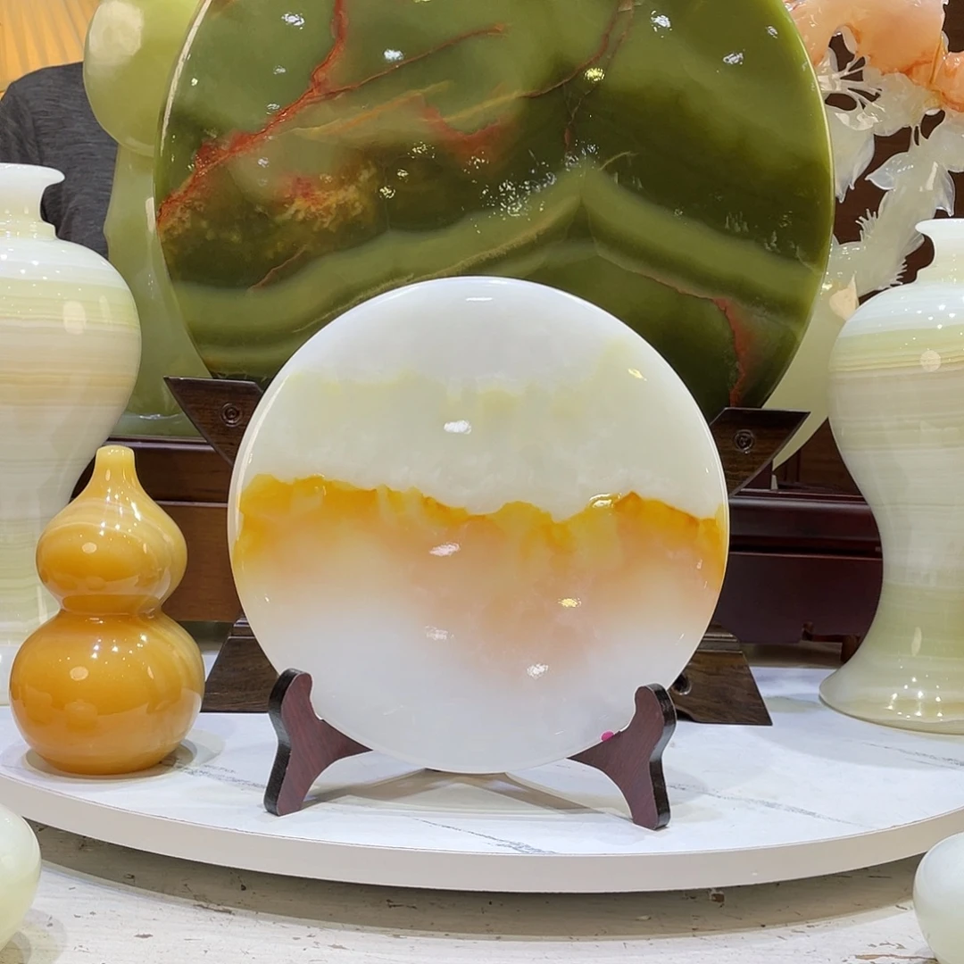北***姐砖雕精品天然玉石玉璧摆件
