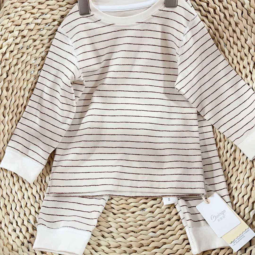 布婴谷-【条纹321-707】舒绒无骨平腰套头家居服套装