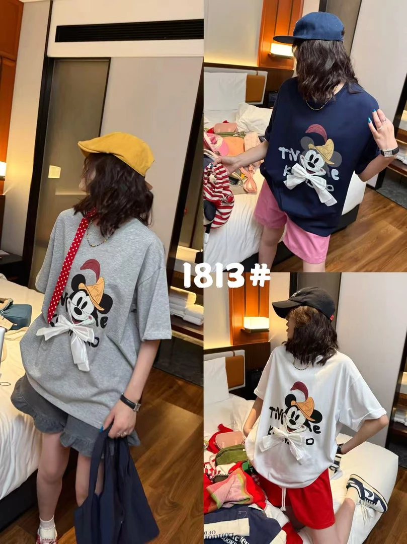 088【夏季新款】立体蝴蝶结黄帽米米卡通宽松圆领T恤（1813）