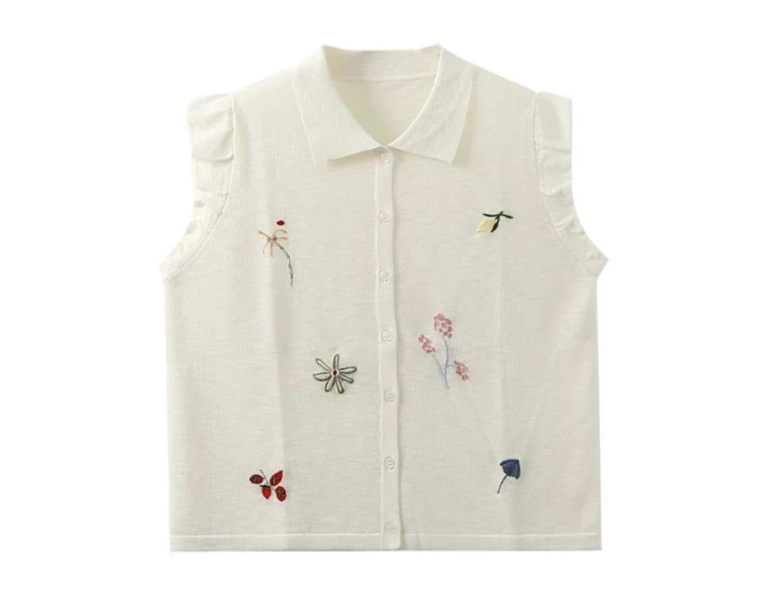 【舒心】刺绣设计感开衫背心CLSX-382