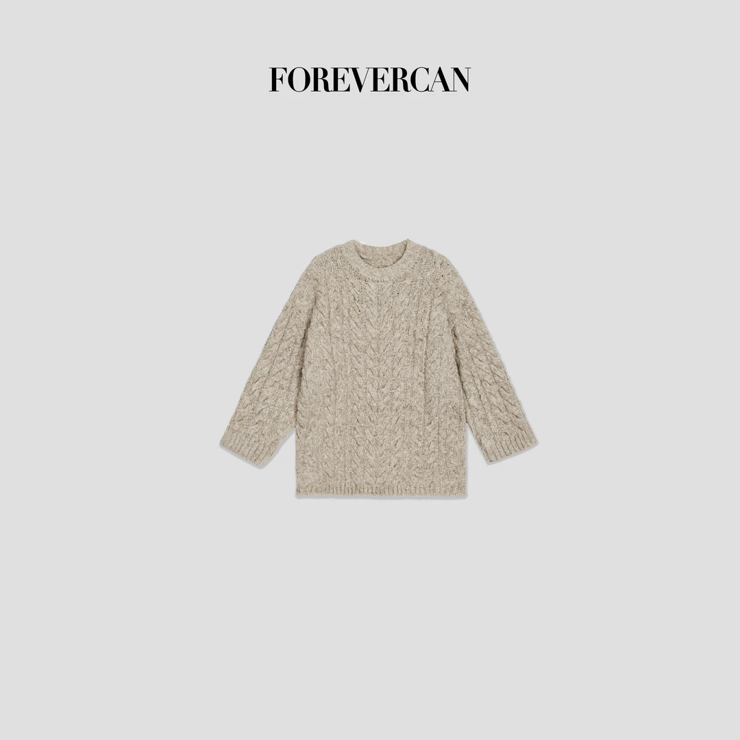 FOREVERCAN“岁岁安澜”客订花式纱慵懒风麻花针织上衣 MY4500