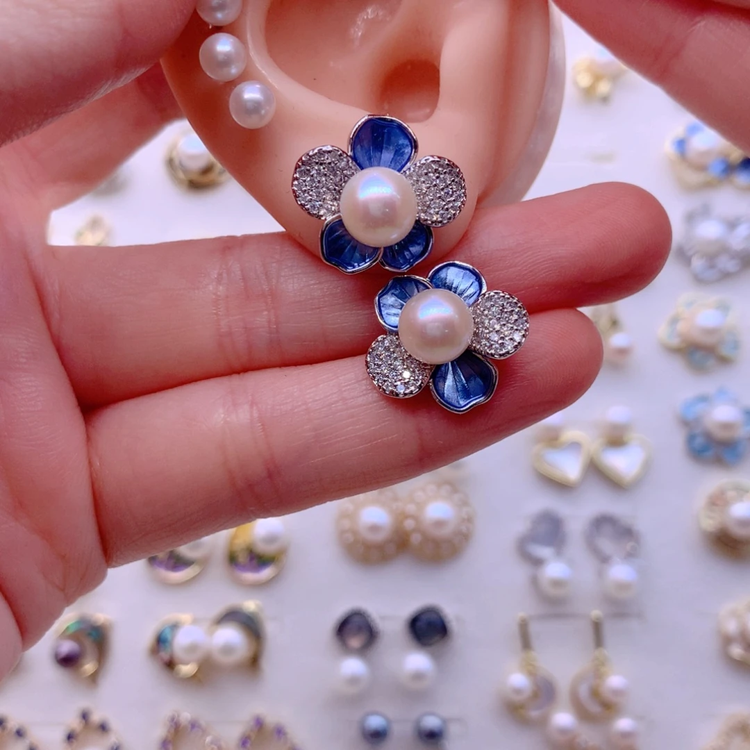 合金耳饰淡水珍珠