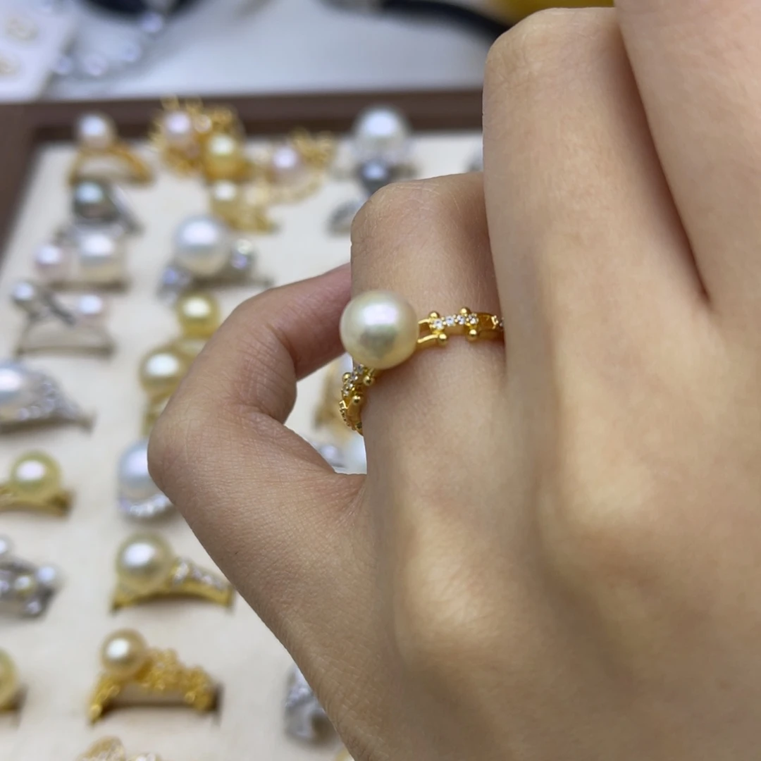 海水珍珠戒指银S925镶嵌