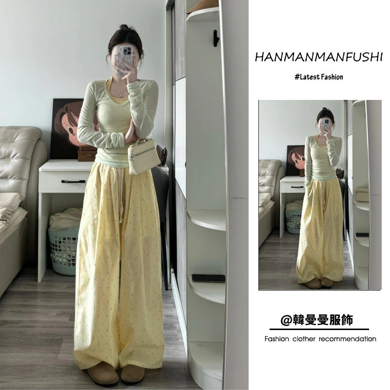 春夏新款2025时尚穿搭一整套装女韩系防晒上衣吊带阔腿裤三件套