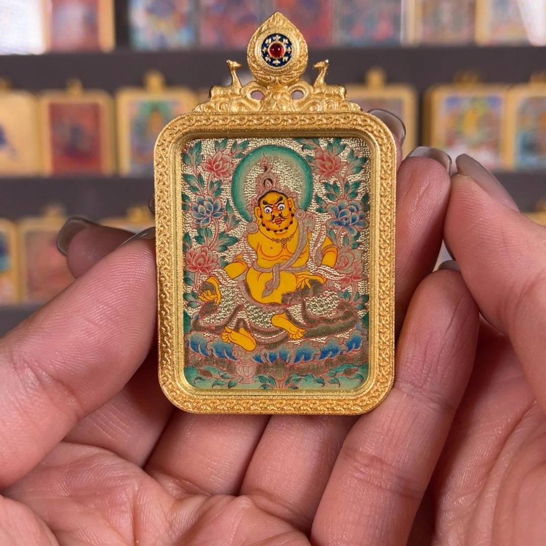 吊坠黄老爷青海热贡唐卡3×4