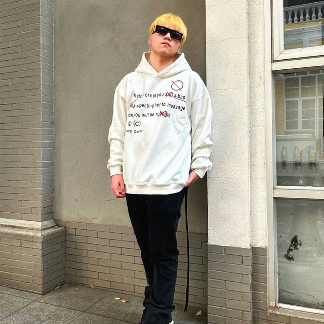 Candycash “失败的男生期待女神回信息”美式cleanfit恶搞宽松帽衫