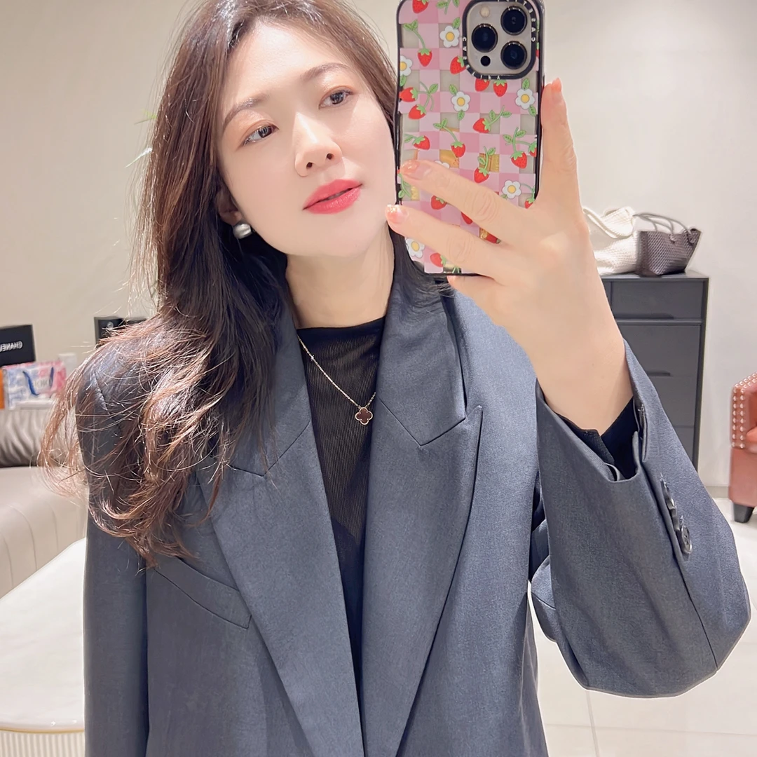 【雅祺YAQI】新款韩版宽松双排扣高级感女士西装外套