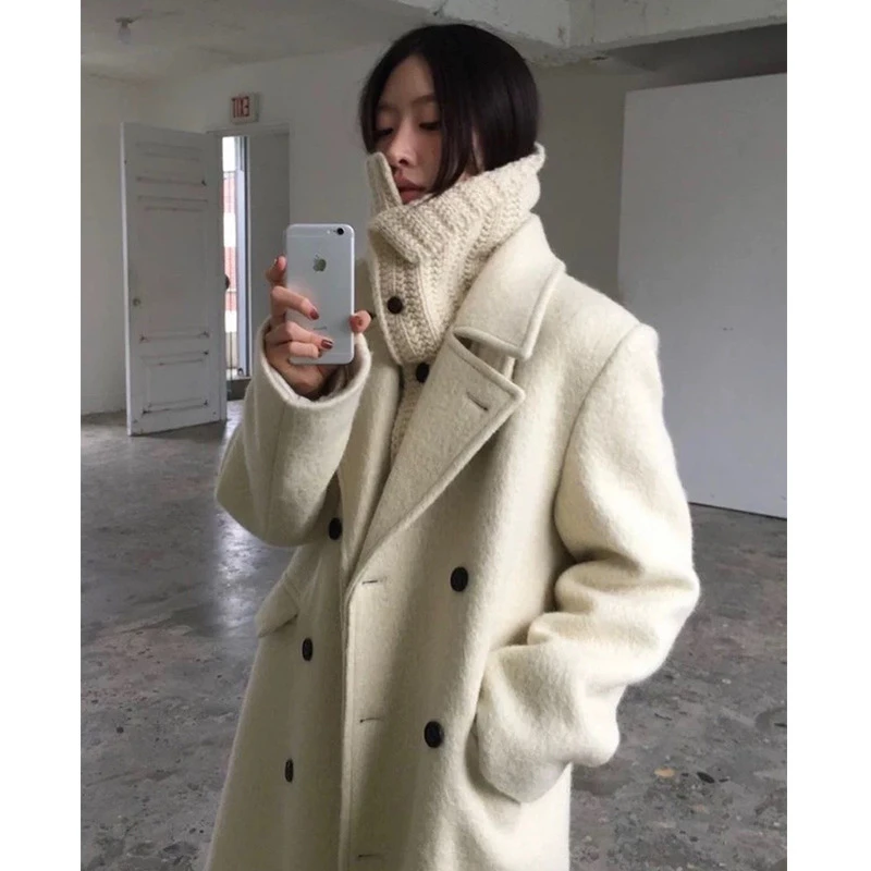 现货~Y标 韩式面料london fla*t双排扣伦敦长款女神羊毛毛呢大衣