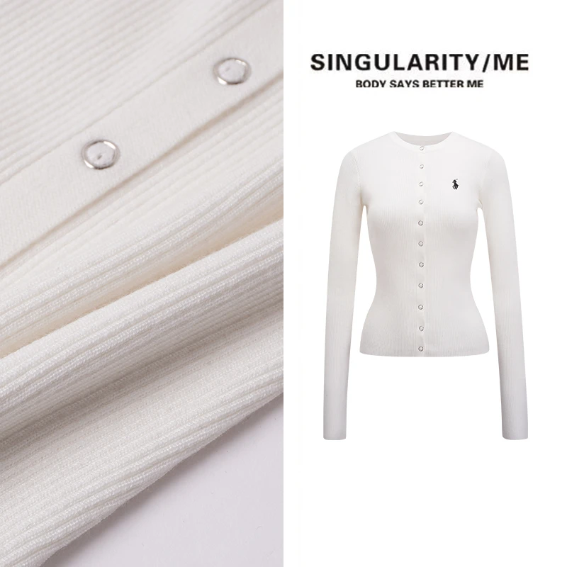 Singularity Me 小马刺绣时尚通勤百搭长袖针织开衫 2S 1270