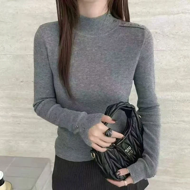 238番外秋冬新款韩系半高领长袖纯色百搭打底针织衫女