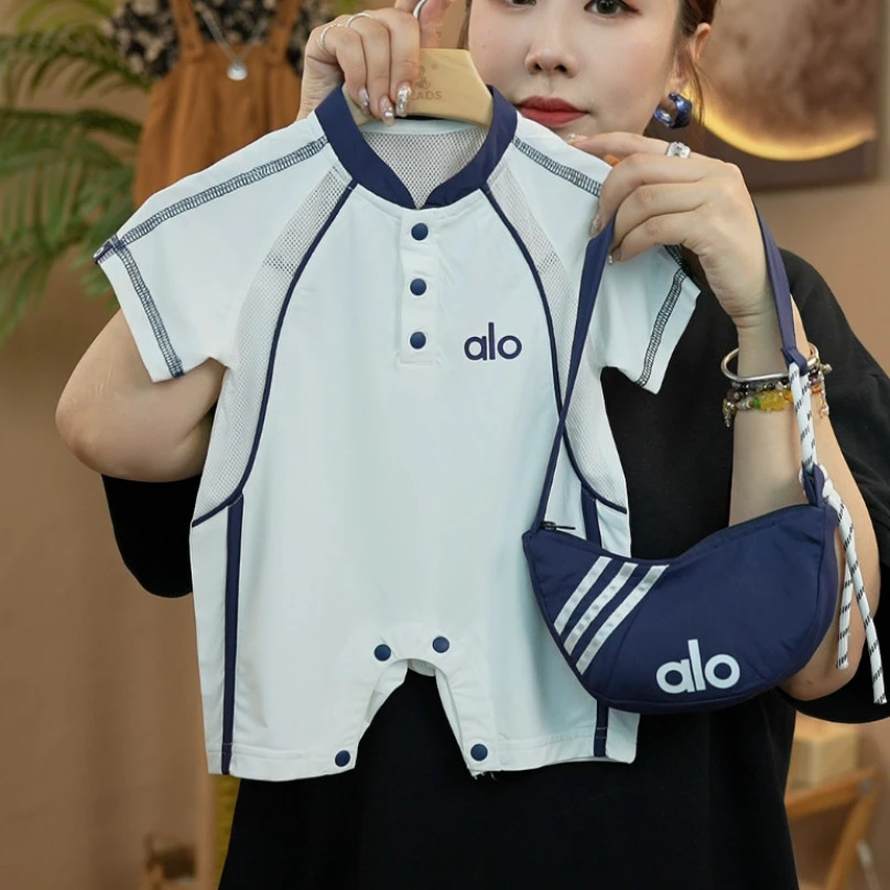 夏季新款婴幼儿连体衣夏天短袖连身衣男女宝宝休闲爬服哈衣带包