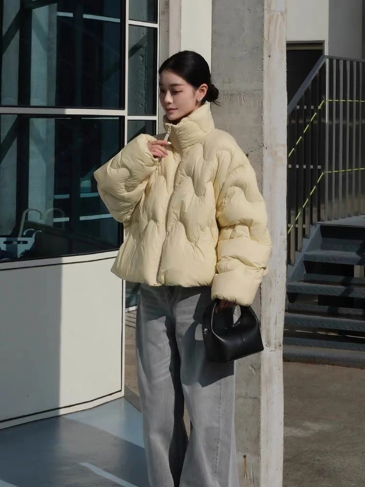 CHICEASE 独库公路 波浪泡芙新国标90白鸭绒羽绒服女生短款面包服
