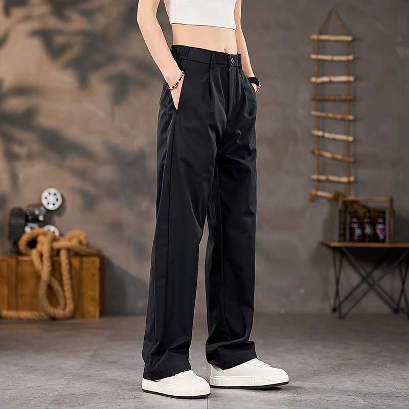 夏季百搭男士垂感速干裤2025新款轻薄冰丝凉感直筒休闲裤6007