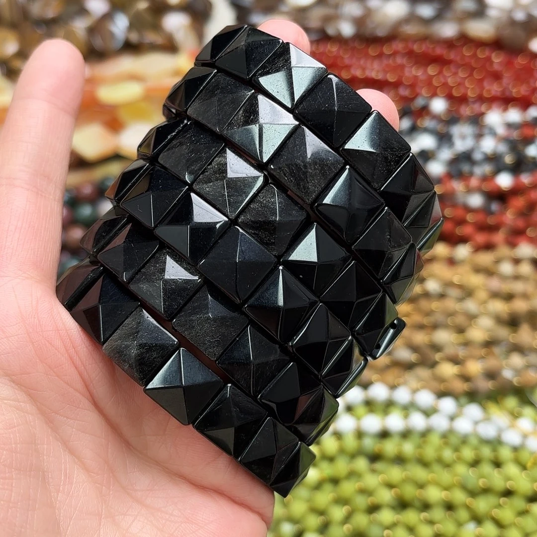 玛瑙/玉髓未镶嵌珠宝半成品卡12黑耀石手牌一圈