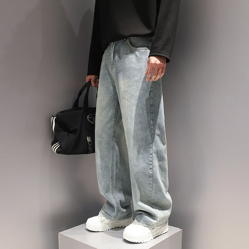 有术水洗重磅直筒牛仔裤子男春季2025新款潮牌痞帅复古宽松休闲裤