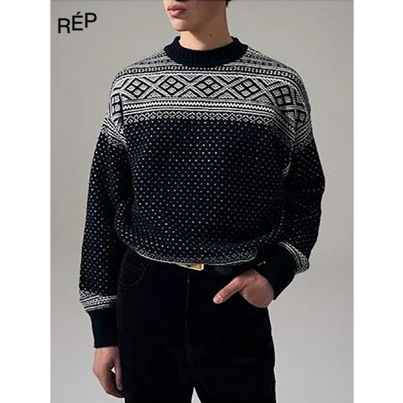 REP-NOICE设计师品牌黑白花纹针织上衣 25FW女装秋冬新品