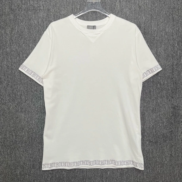 99新 DIOR/迪奥 Dior 条纹刺绣圆领短袖/M码/99新/12897