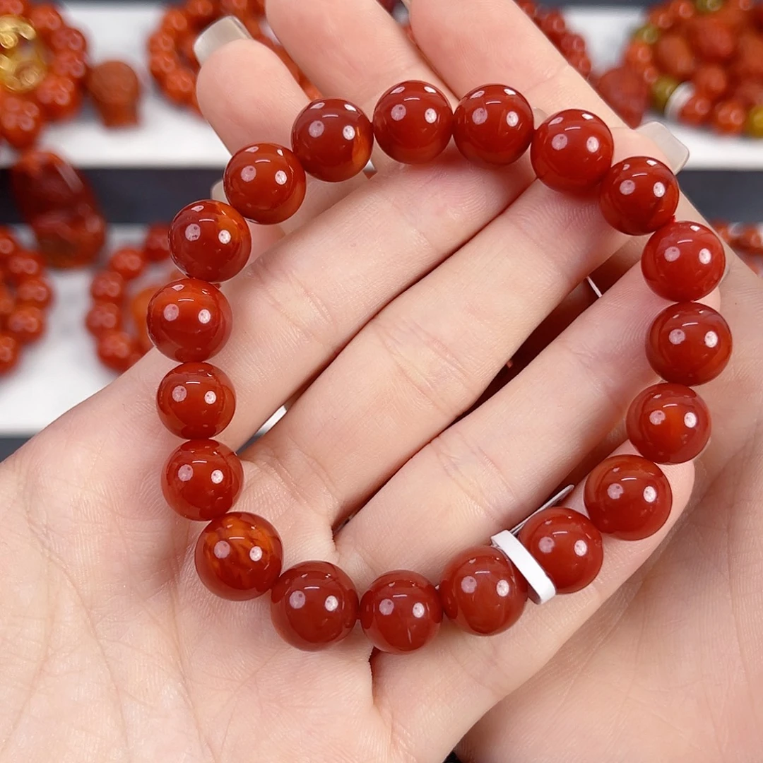 南红玛瑙未镶嵌瓦西锦红10mm手串