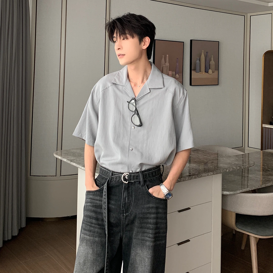 一轩轩轩【古巴往事】夏季cleanfit高级感古巴领男士短袖衬衫180695