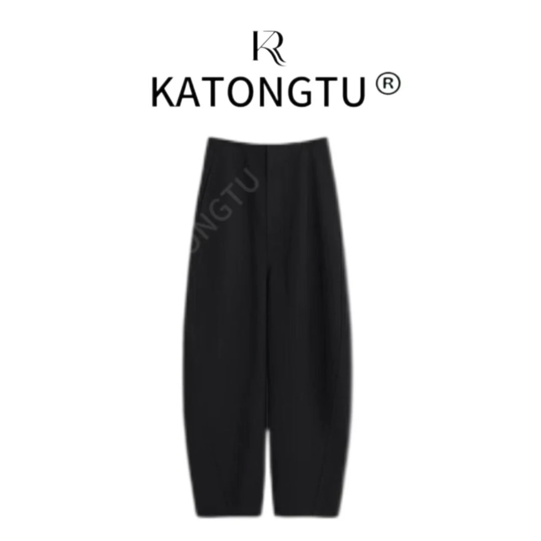 KATONGTU 【山本神裤】春夏弯刀百搭松紧腰九分休闲裤DM2503077