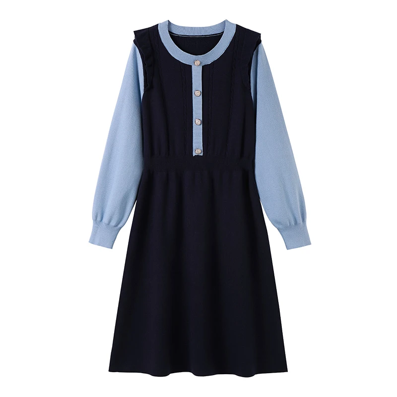 奢姿【莫尔本晴】新款高级感胖妹妹简约针织连衣裙