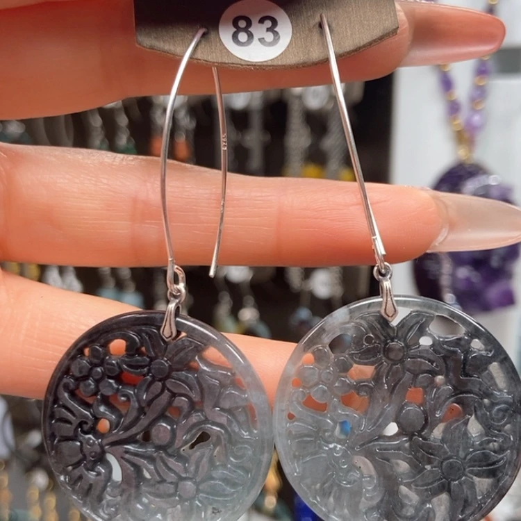 【闪购商品】翡翠耳饰银S925镶嵌耳饰