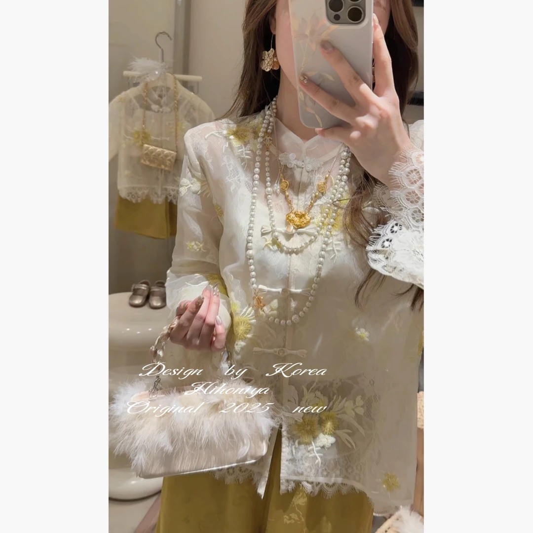 Q【烁玉鎏金】二Hihoniya~2025春季欧若风亲子盘扣刺绣新中式套装