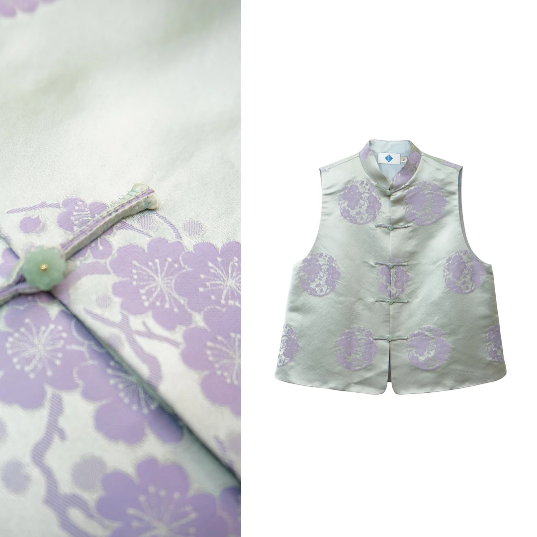 【0185】新中式国风女装真丝团花马甲复古国风外套品质女装无袖马夹