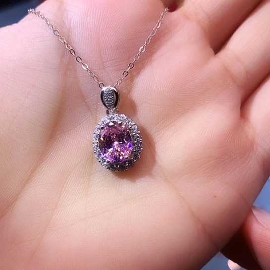 蓝宝石吊坠(赠链)银S925镶嵌