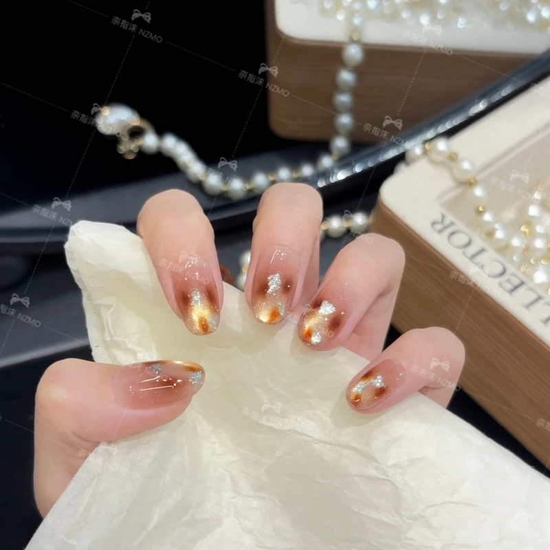 【焦糖琥珀】X显白高级感简约穿戴甲日常温柔气质美甲