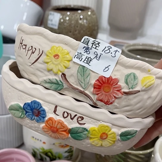 多肉绿植陶瓷花盆9.9包邮，有孔