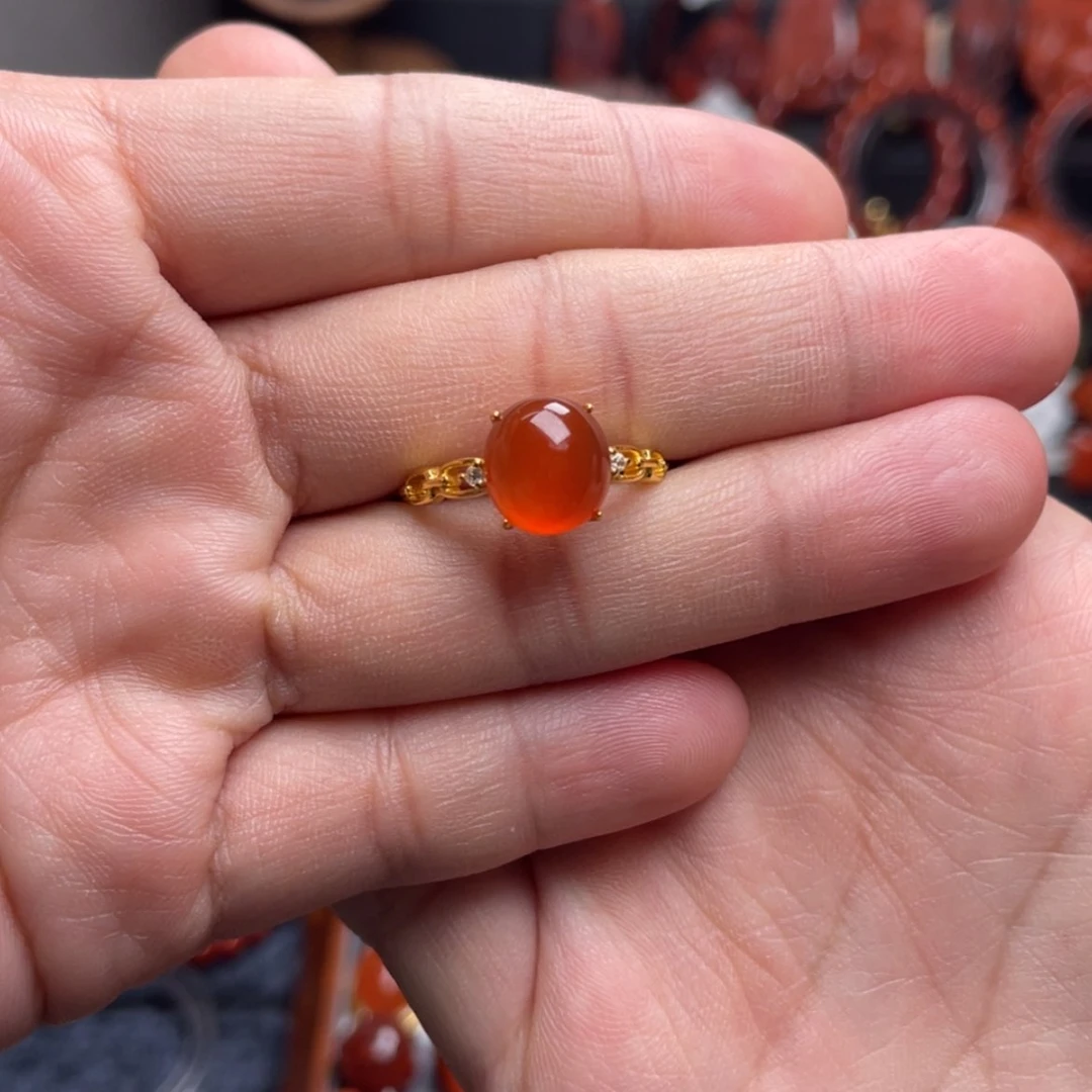 【闪购商品】银S925镶嵌保山冰红戒指南红玛瑙