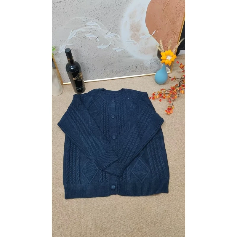 秋冬新款纯色针织衫百搭纯色开衫5508