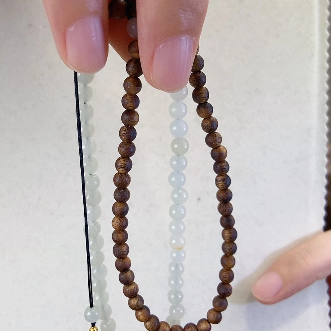 和田玉（白玉）18K金镶嵌颈饰设计款