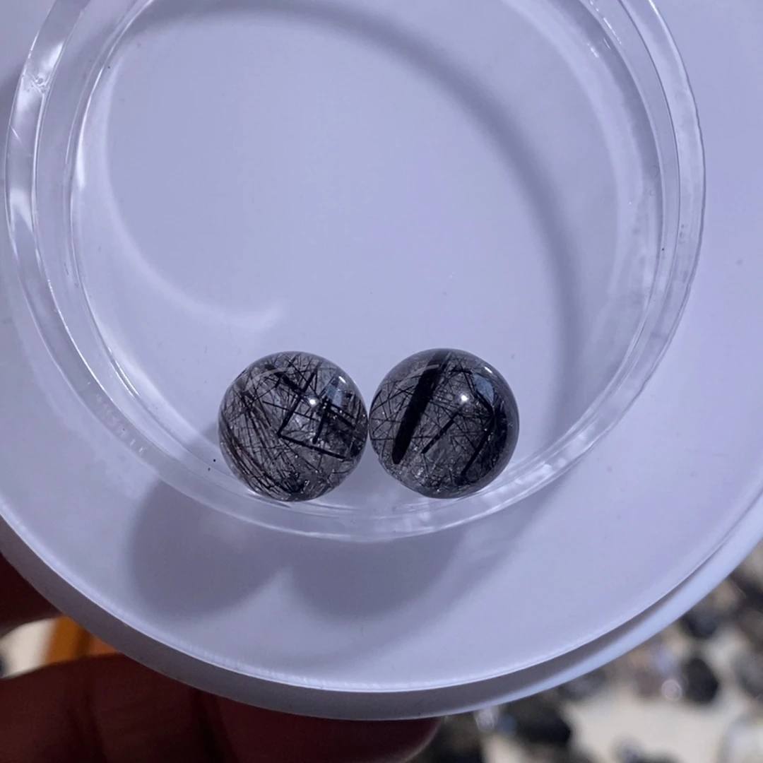 朱***¥水晶未镶嵌手链黑发晶单珠11mm两个全透体满发蕾丝