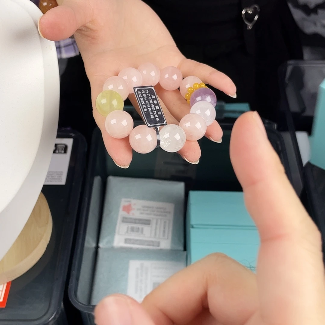 水晶银S925镀金镶嵌手串